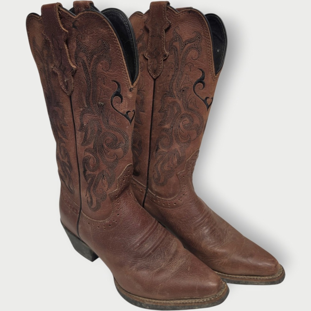 Justin Women's Western Boots Brown Leather L2559 Size 6 B Tan